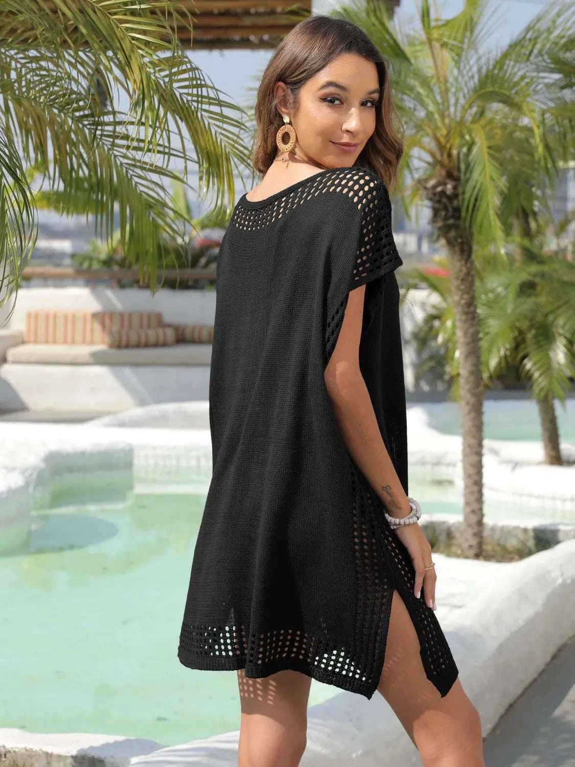 Crochet Trim Beach Cover Up Dress WESTCLOSET