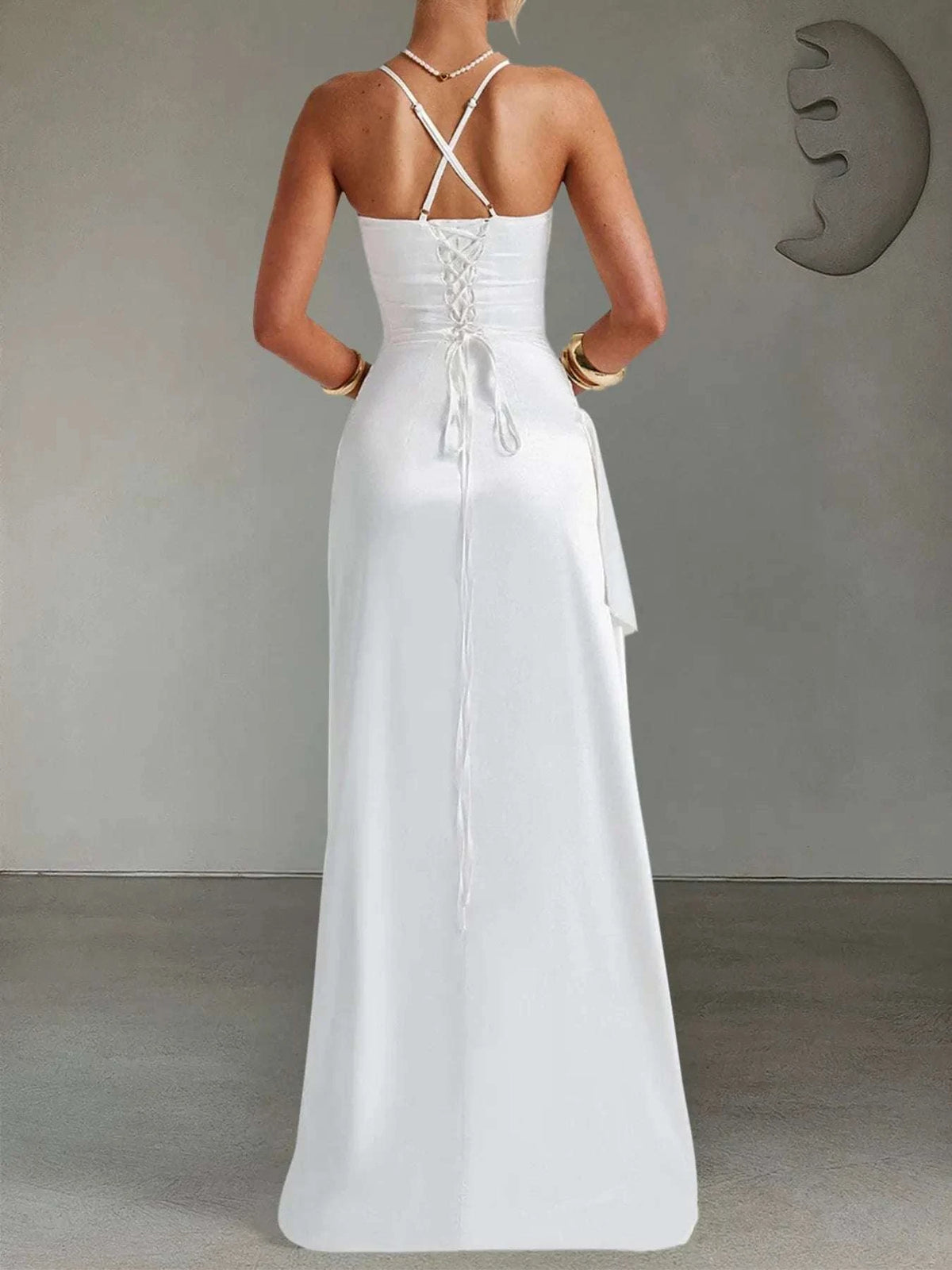 Slit Crisscross Back Maxi Cami Dress WESTCLOSET