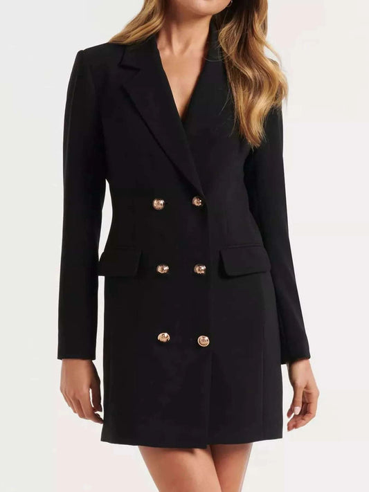 Double-Breasted Long Sleeve Blazer Dress WESTCLOSET