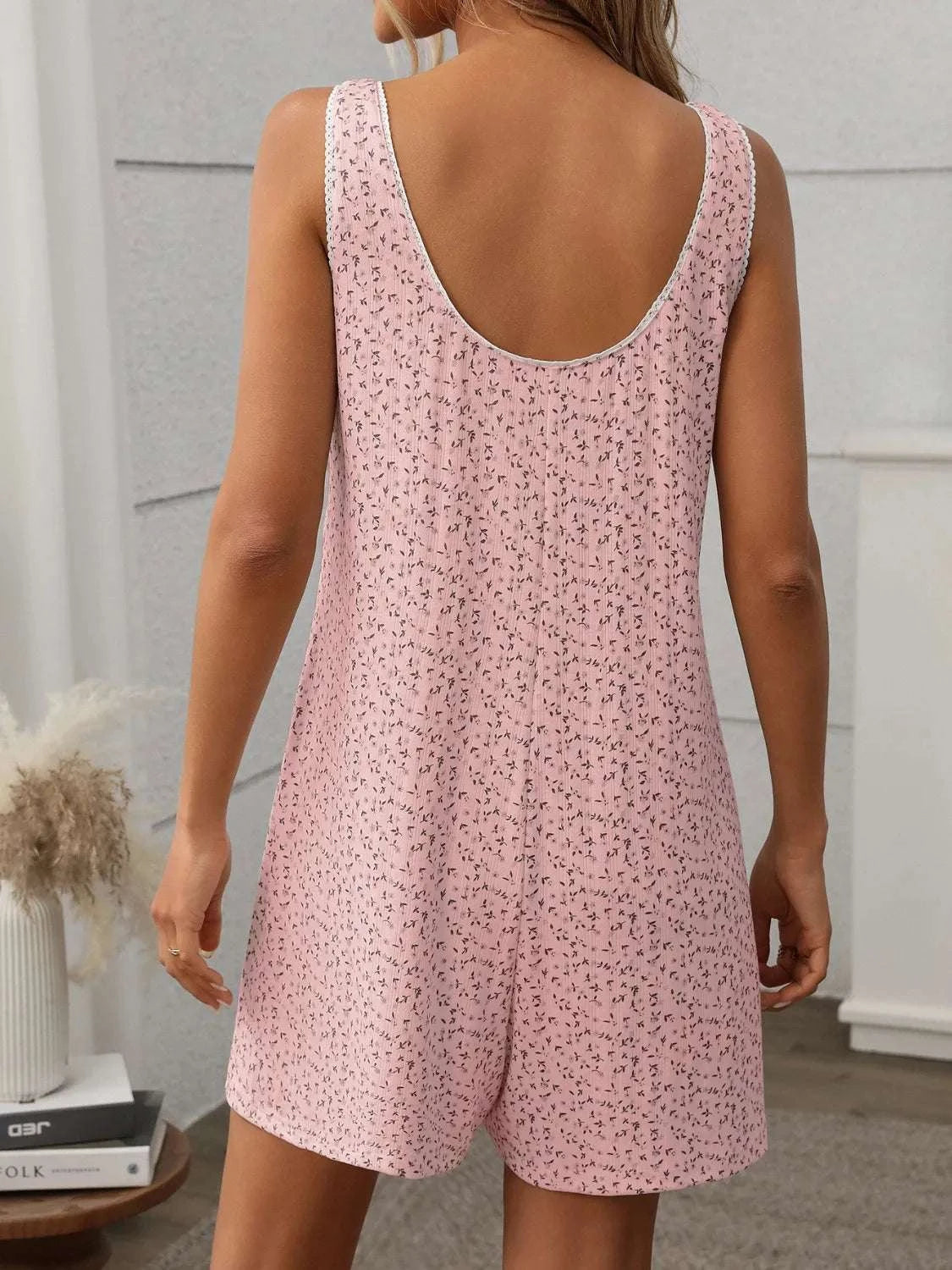 Tied Front Printed Wide Strap Romper WESTCLOSET