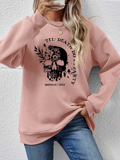 Graphic Round Neck Dropped Shoulder Sweatshirt