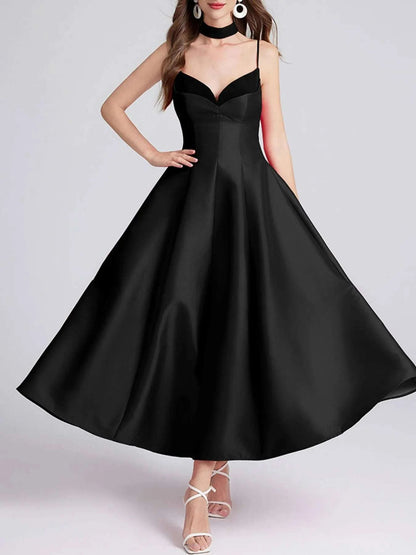 Sweetheart Spaghetti Strap Midi Dress with Collar WESTCLOSET