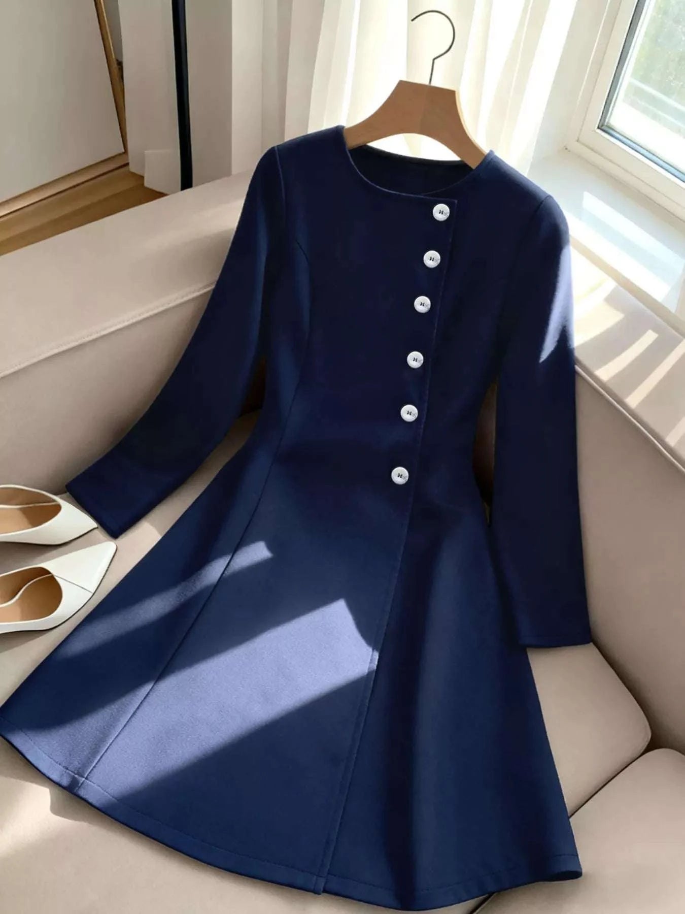 Button-Front A-Line Dress WESTCLOSET