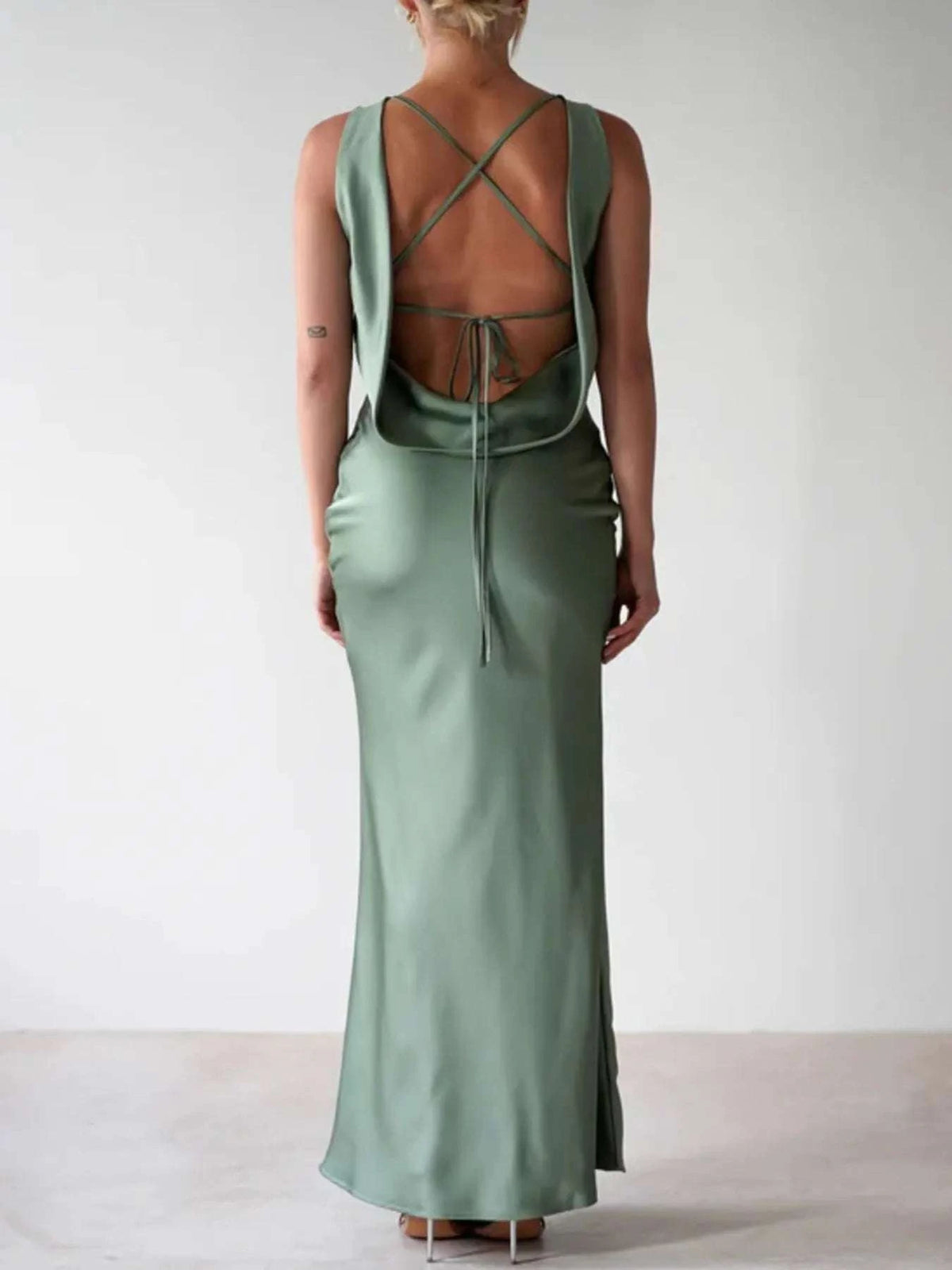 Satin Sleeveless Maxi Dress WESTCLOSET