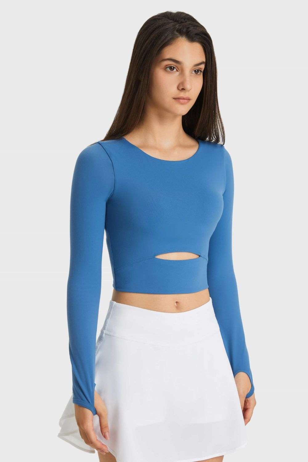 Millennia Cutout Long Sleeve Cropped Sports Top WESTCLOSET