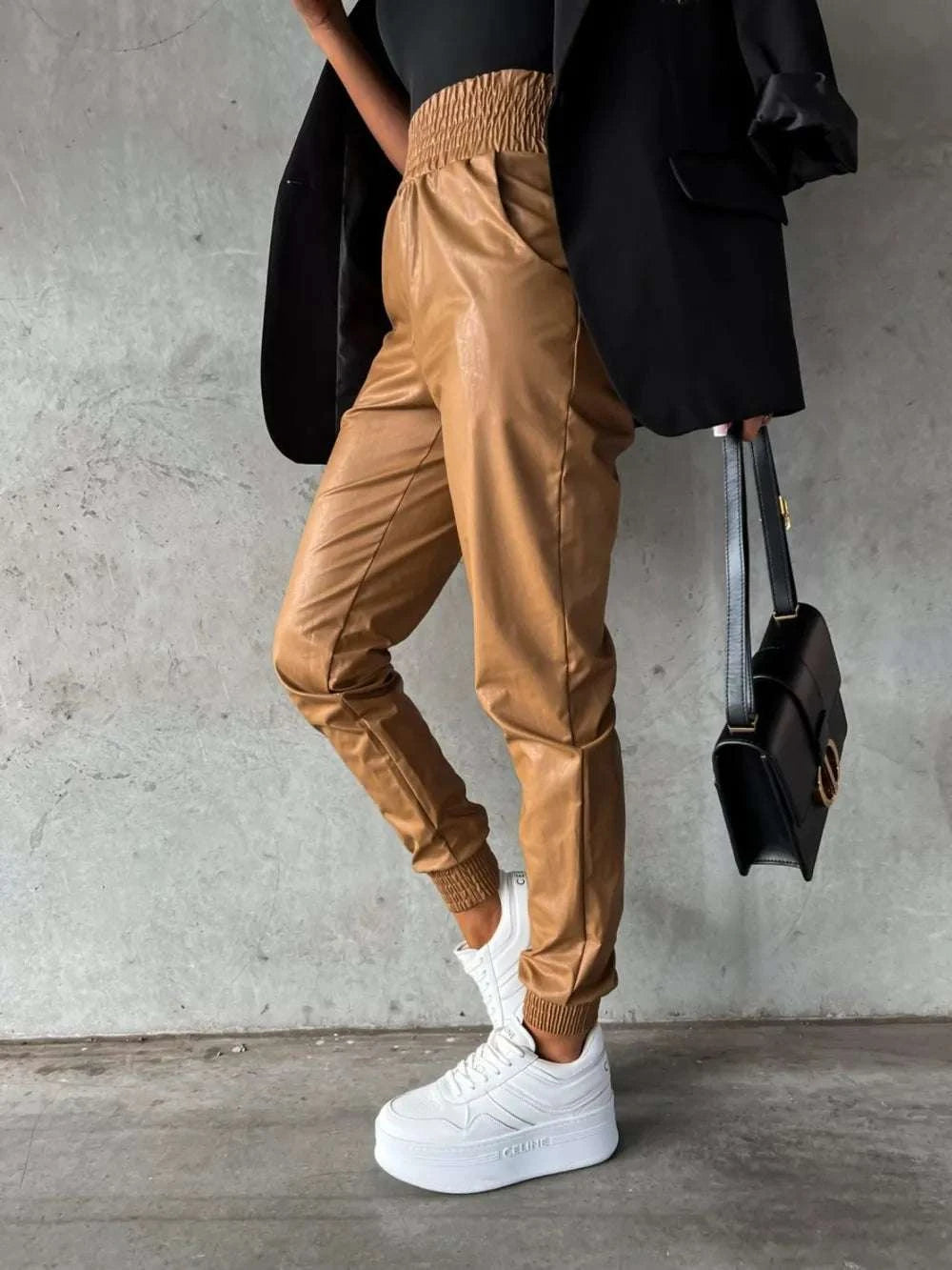 Smocked High Waist Pants with Pockets WESTCLOSET
