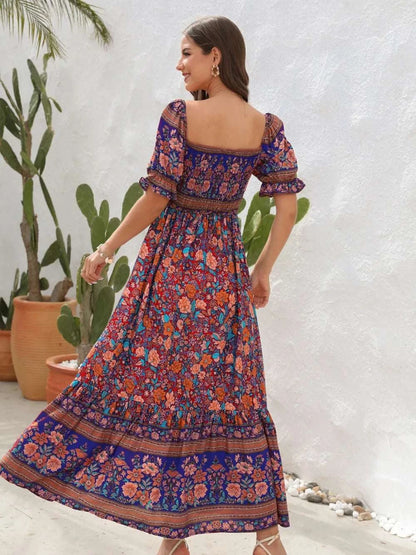 Floral Flounce Sleeve Midi Dress WESTCLOSET