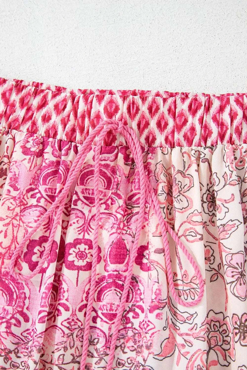 Printed Tassel Drawstring High Waist Maxi Skirt WESTCLOSET