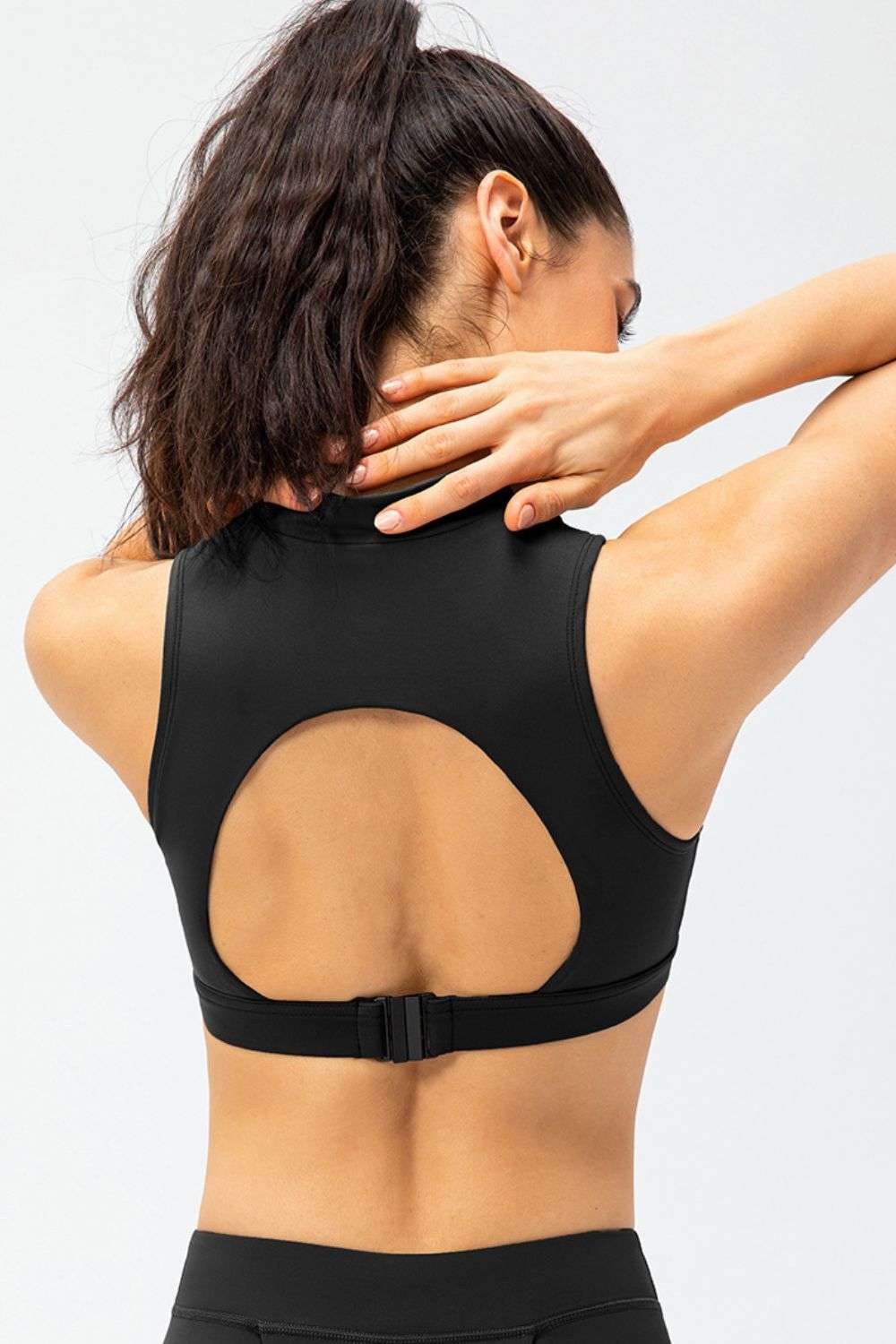 Full Size Cropped Cutout Back Zipper Front Active Tank Top WESTCLOSET