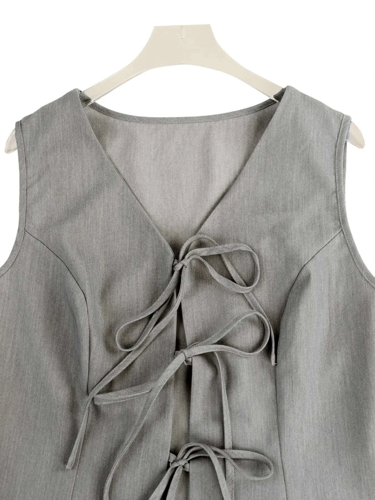 Tie Front Vest and Wide Leg Pants Set WESTCLOSET