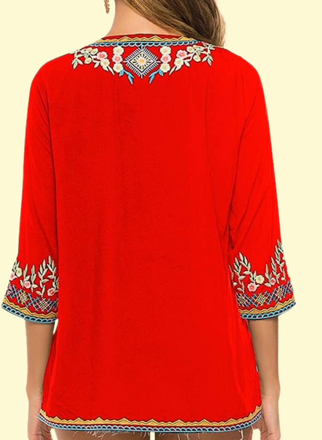 red fashion mexican blusa