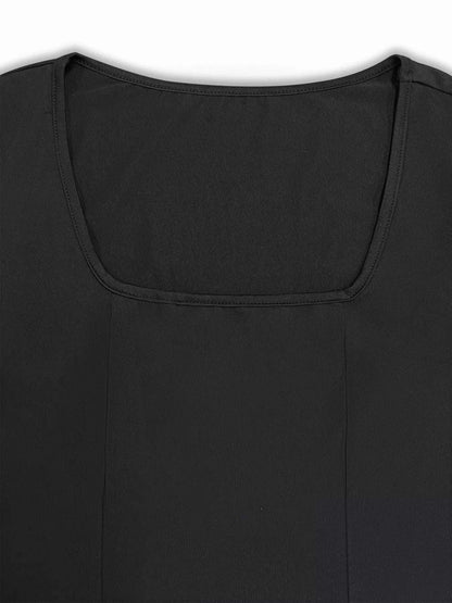 Square Neck Long Sleeve Slit Bodycon Maxi Dress WESTCLOSET