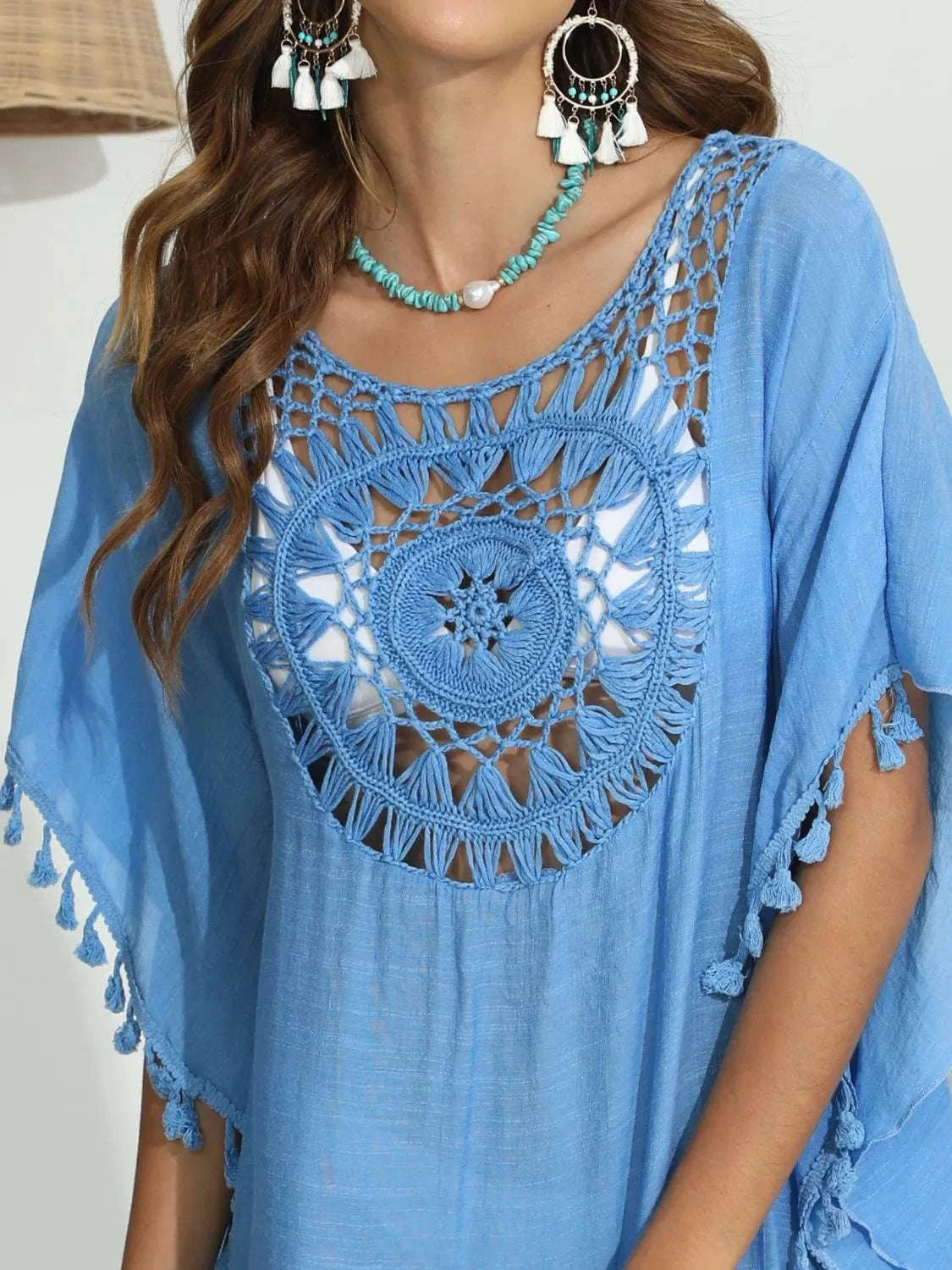 Tassel Crochet Round Neck Cover-Up WESTCLOSET