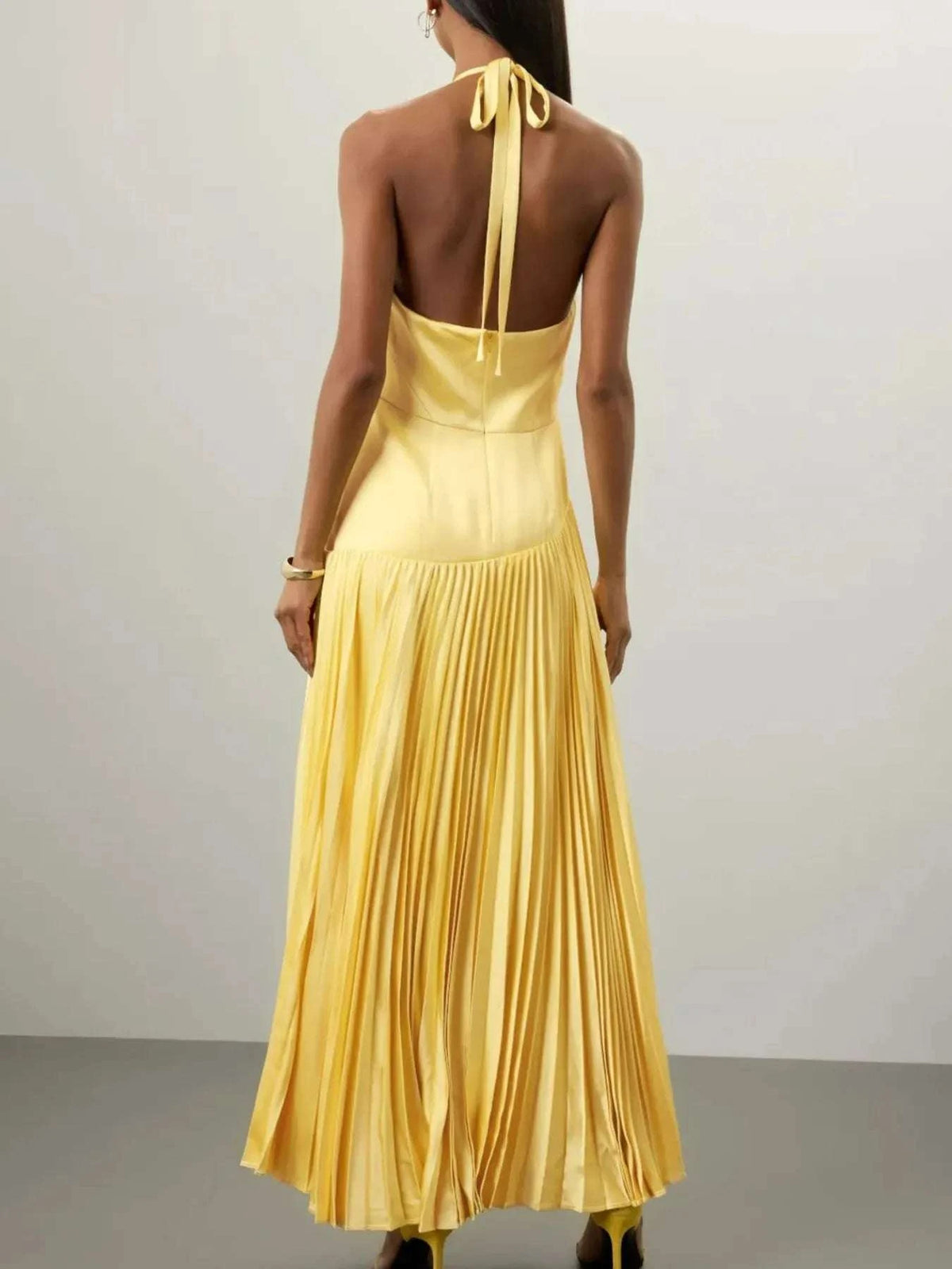 Pleated Halter Neck Maxi Dress WESTCLOSET