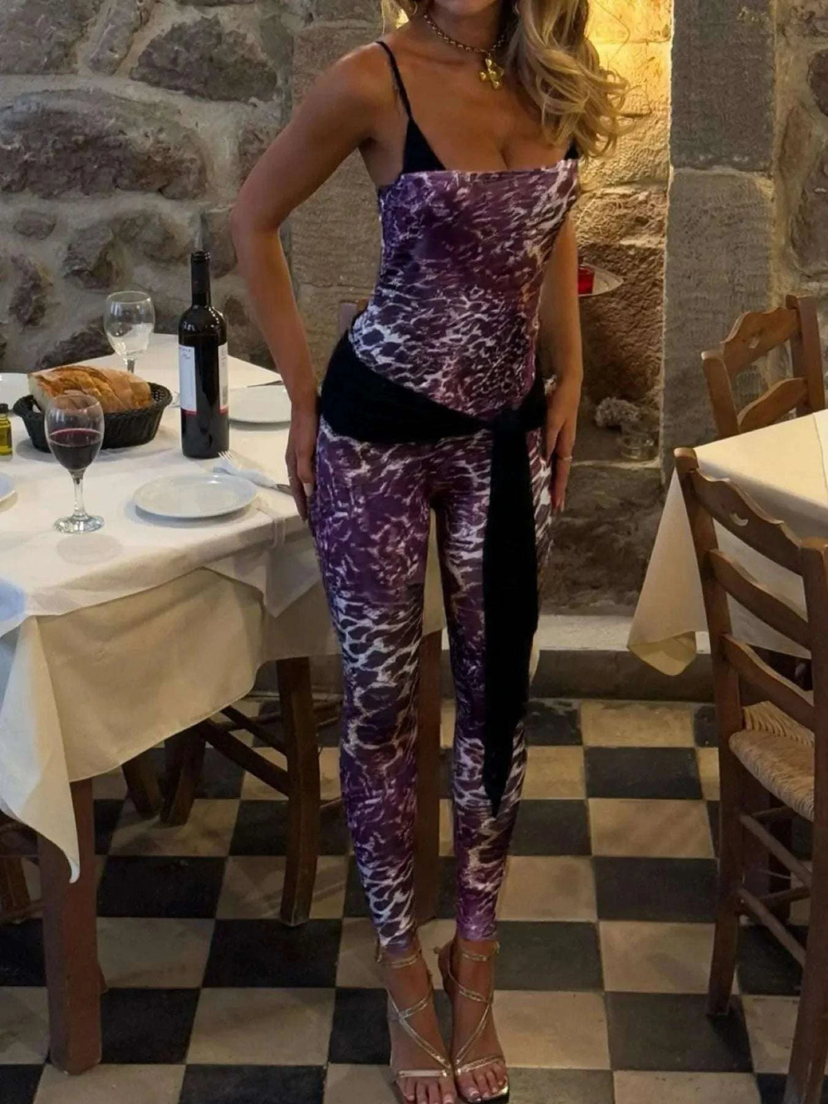 Leopard Spaghetti Strap Jumpsuit WESTCLOSET
