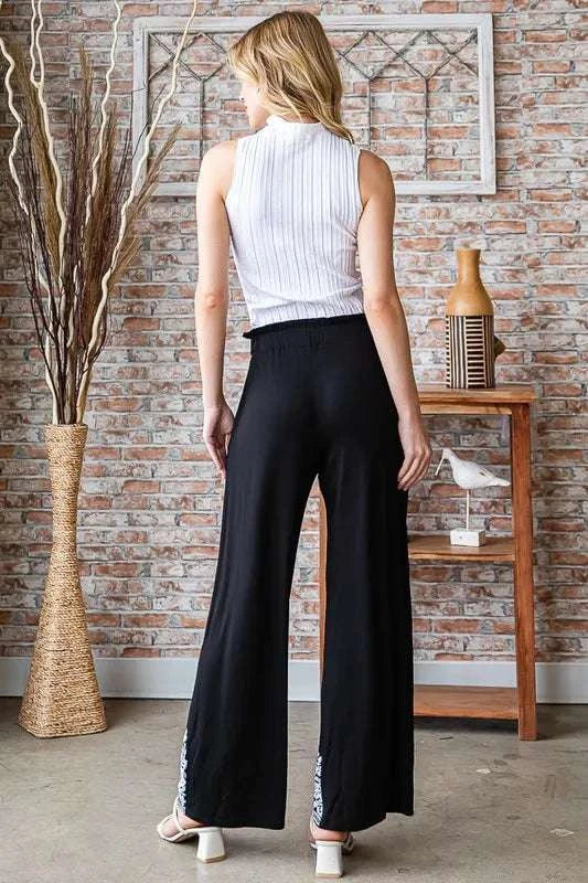 Heimish Full Size Solid Damask Casual Pants Plus Size WESTCLOSET