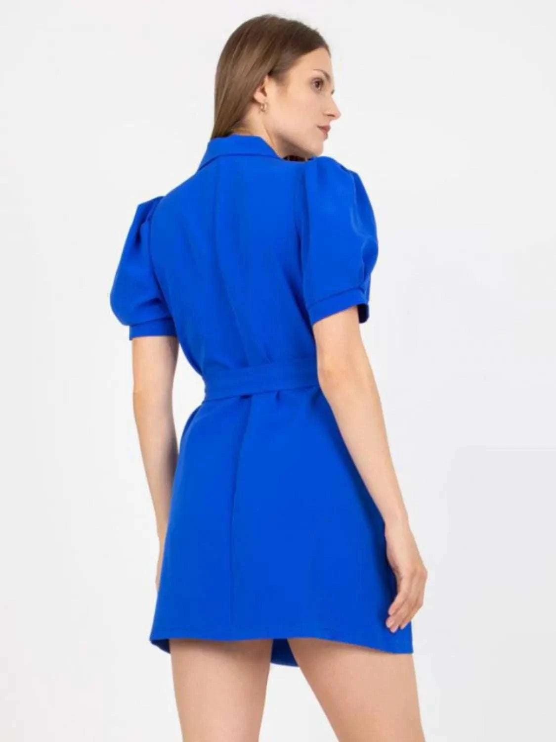 Tie Waist Short Sleeve Blazer Dress WESTCLOSET