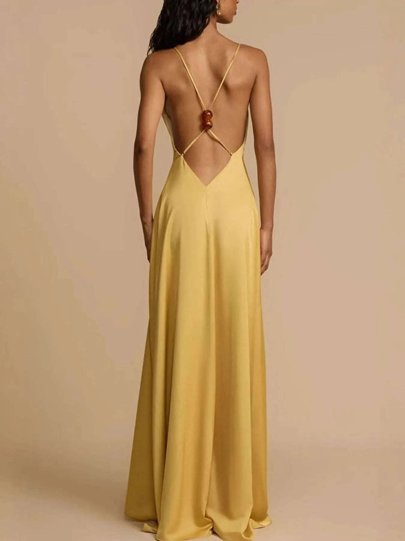 Deep V-Neck Maxi Dress WESTCLOSET