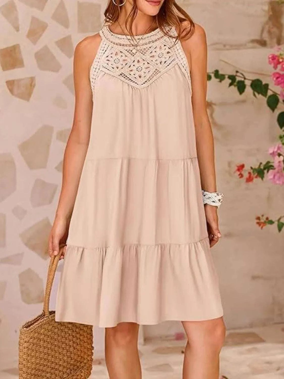 Ruffled Hem Lace Sleeveless Dress WESTCLOSET