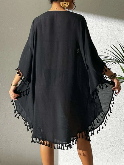 Tassel Cutout Scoop Neck Cover-Up Dress WESTCLOSET