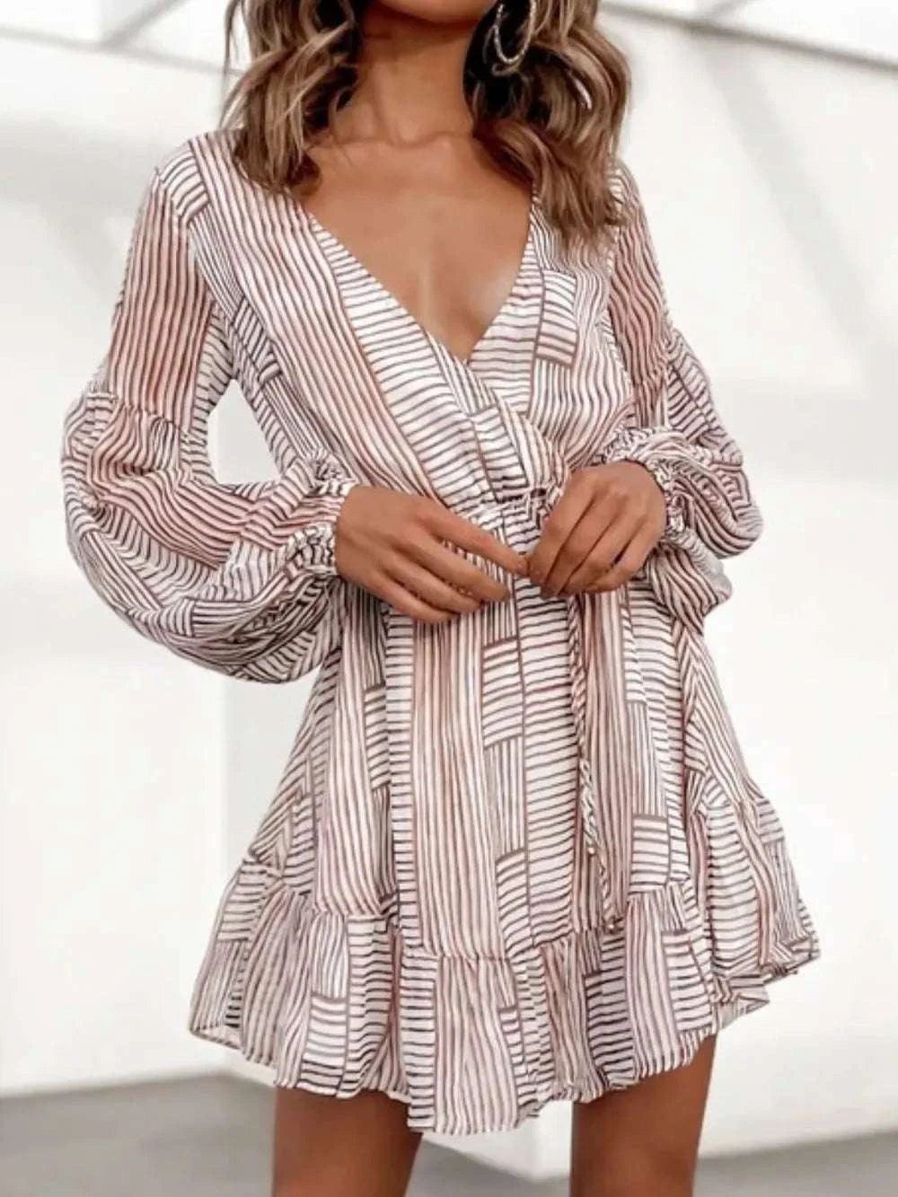 Cutout Back Surplice Long Sleeve Dress WESTCLOSET