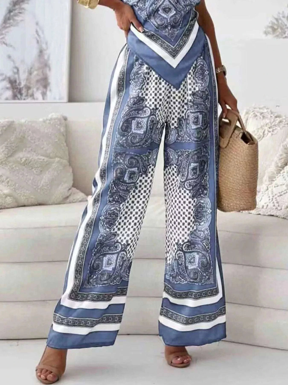 Tie Back Printed Cami and Pants Set WESTCLOSET