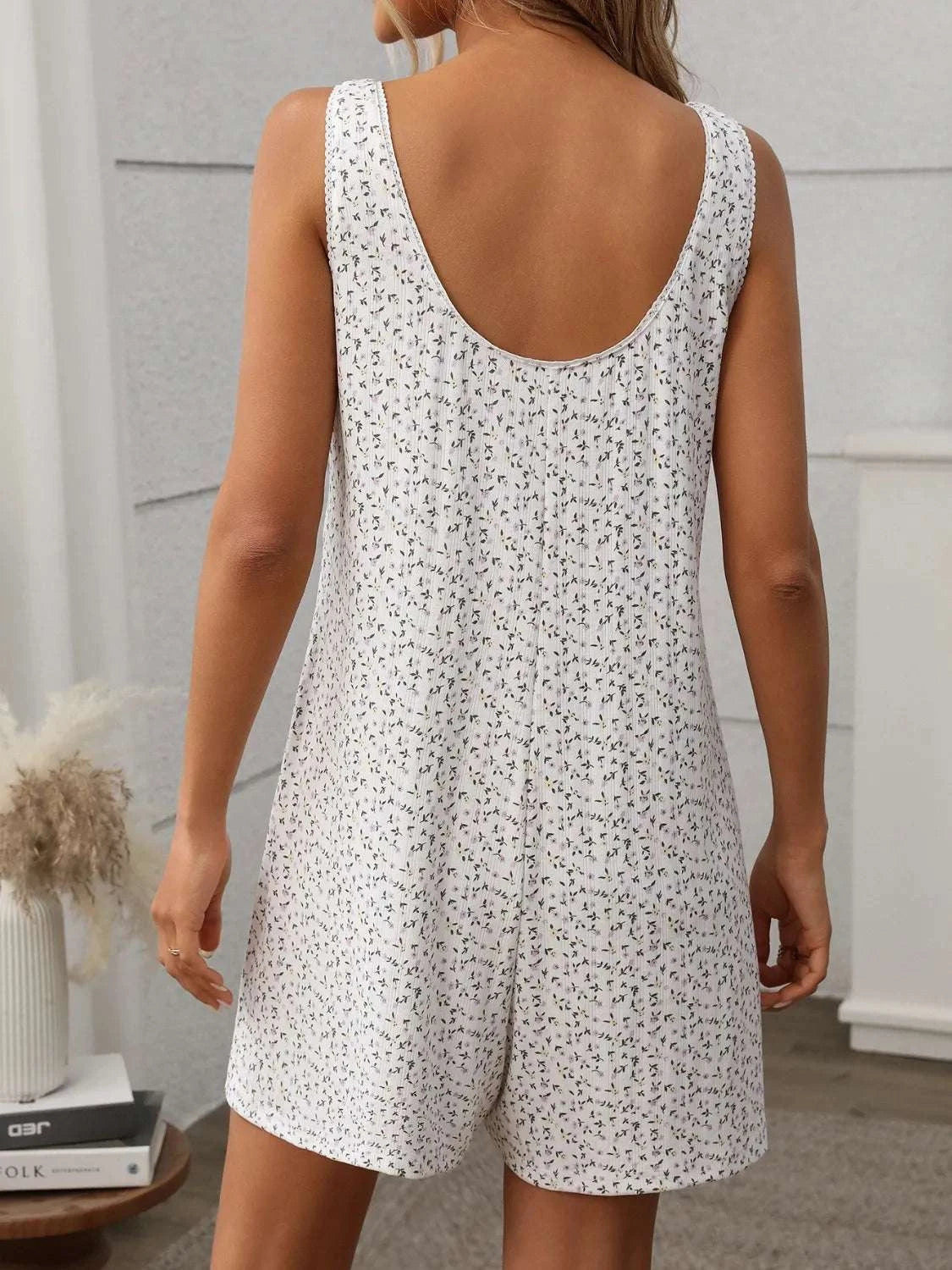 Tied Front Printed Wide Strap Romper WESTCLOSET