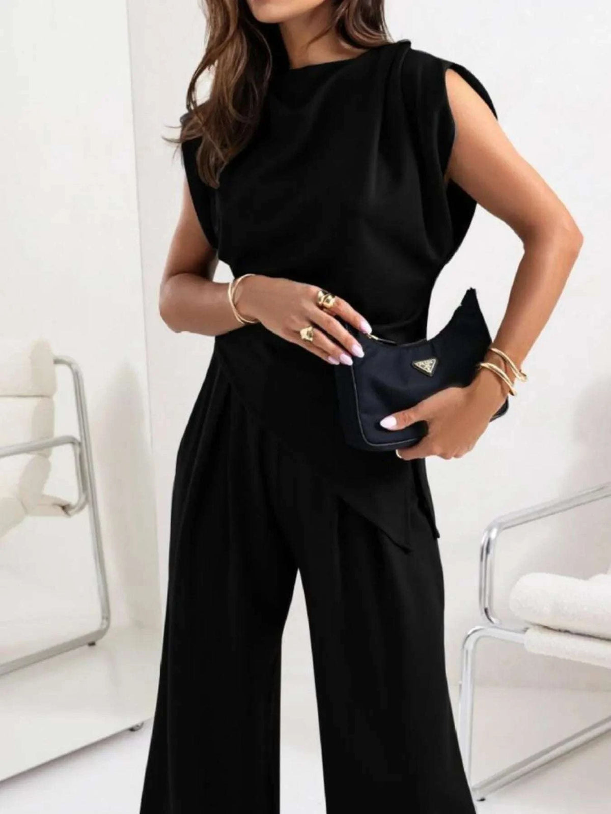 Ruched Sleeveless Top and Pants Set WESTCLOSET