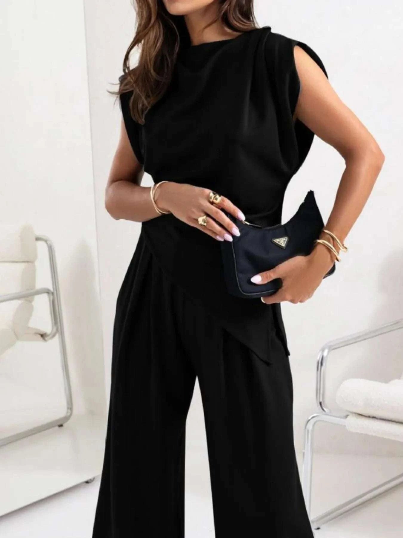 Ruched Sleeveless Top and Pants Set WESTCLOSET