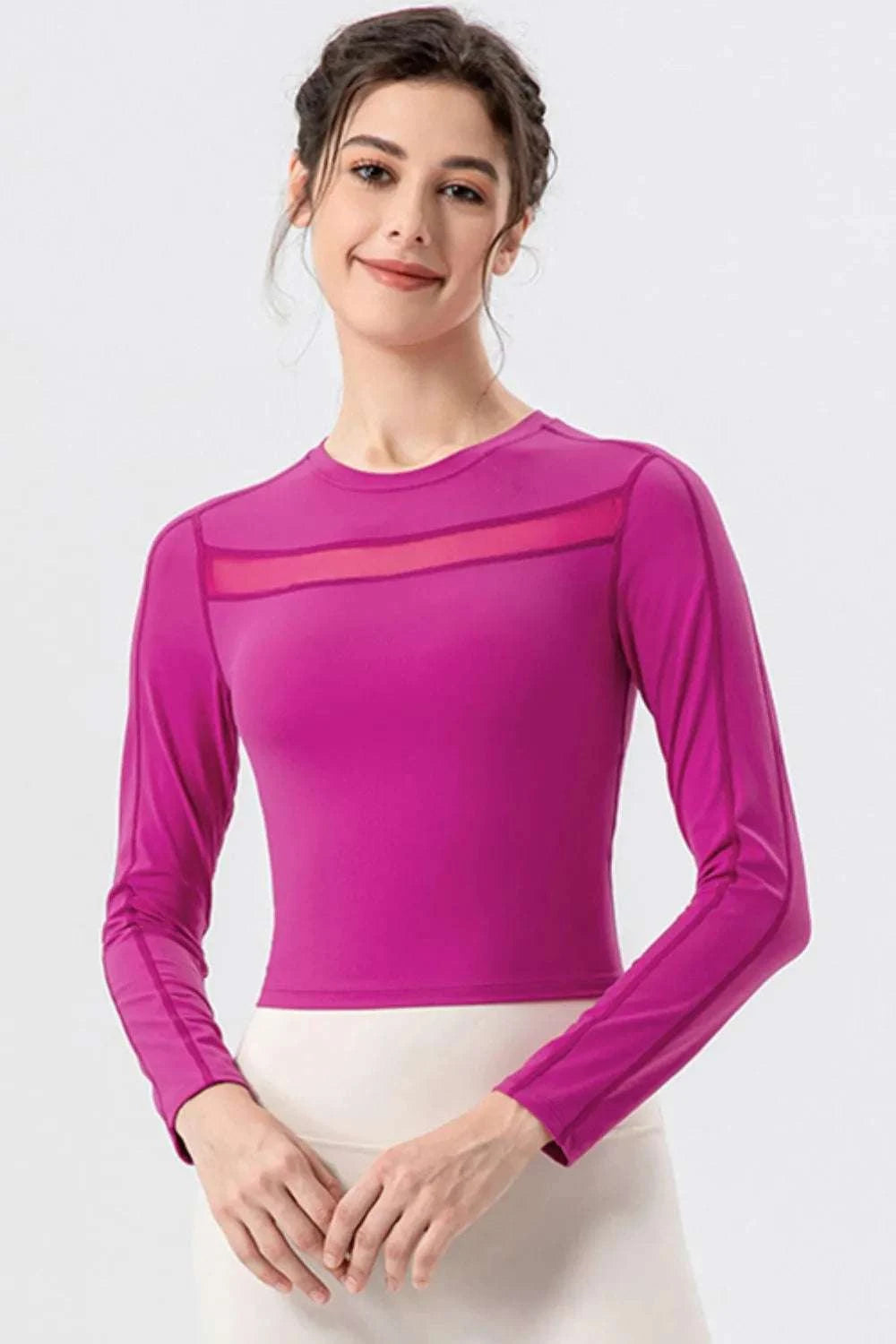 Round Neck Long Sleeve Active T-Shirt WESTCLOSET