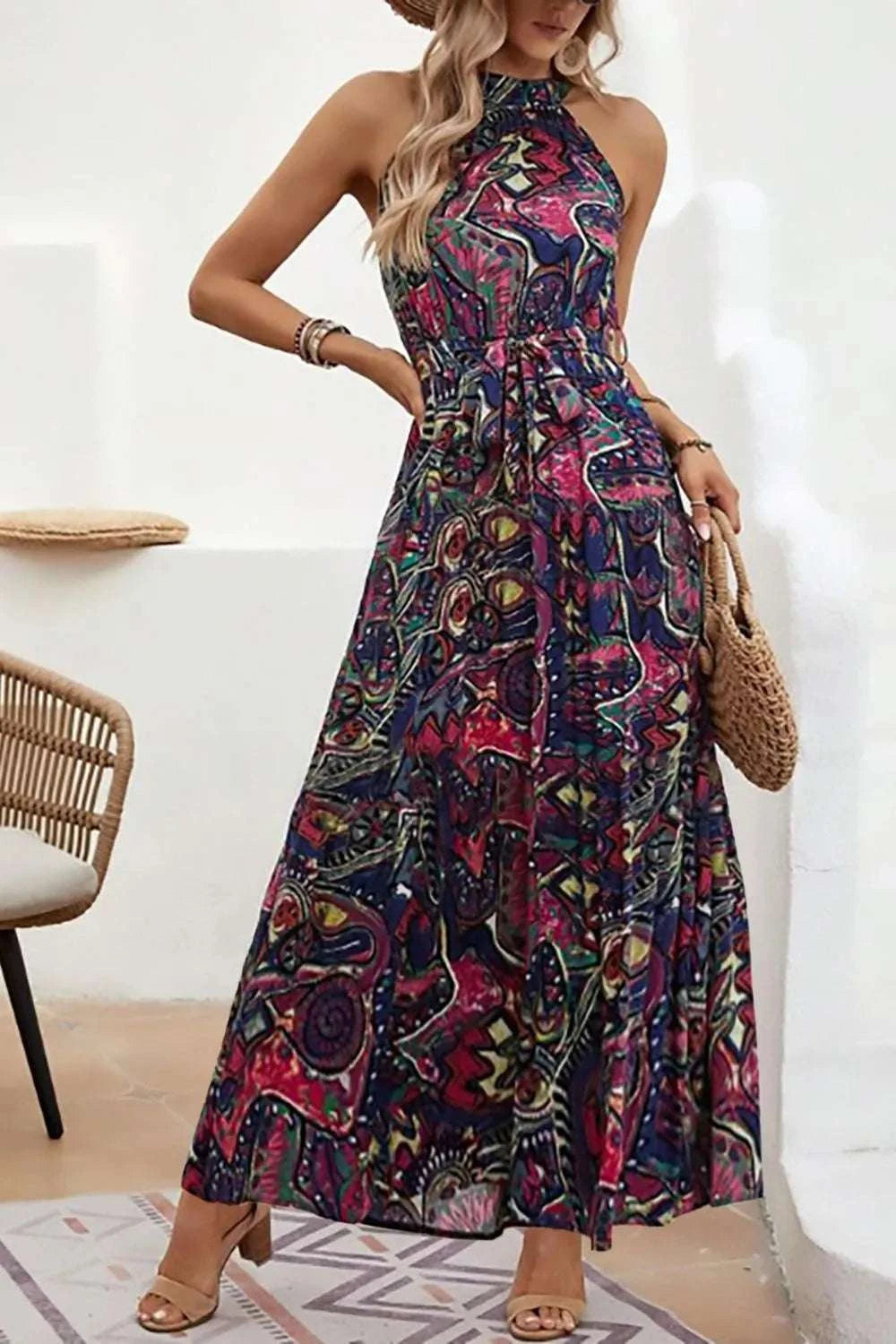 Tied Floral Sleeveless Dress WESTCLOSET
