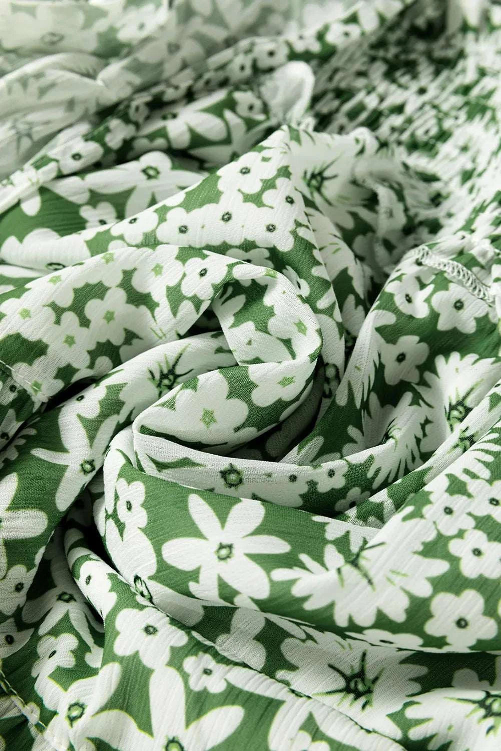 Ruffle Hem Floral Square Neck Long Sleeve Dress WESTCLOSET