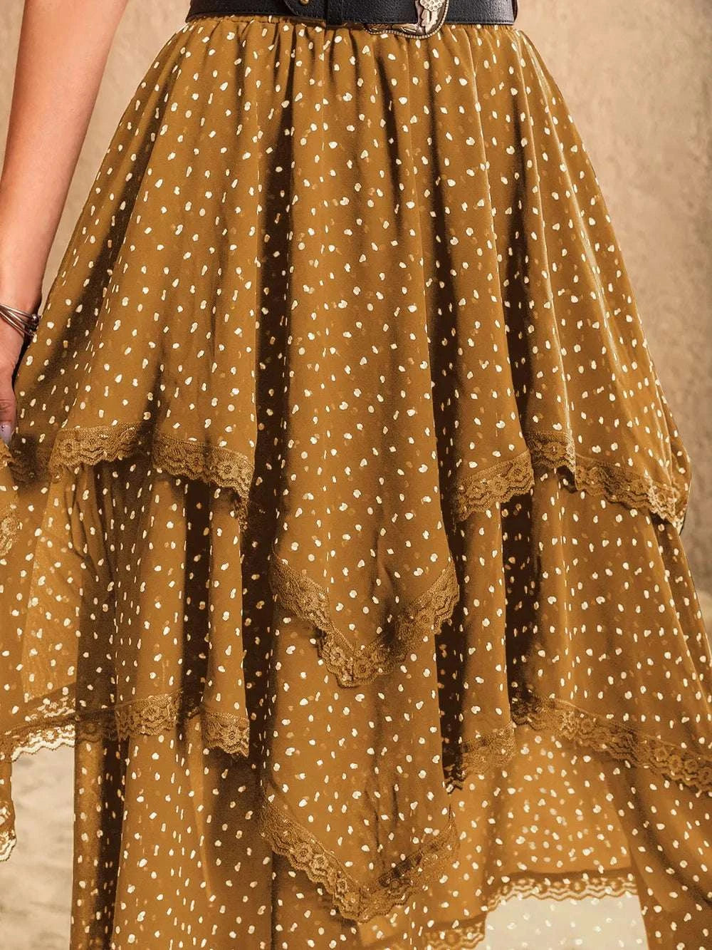 Lace Detail Layered Printed Skirt WESTCLOSET