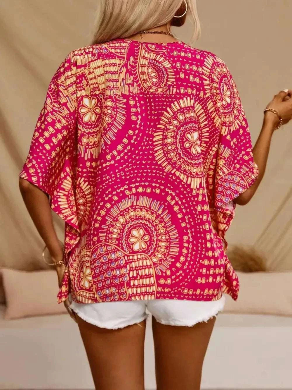 Printed V-Neck Half Sleeve Top WESTCLOSET