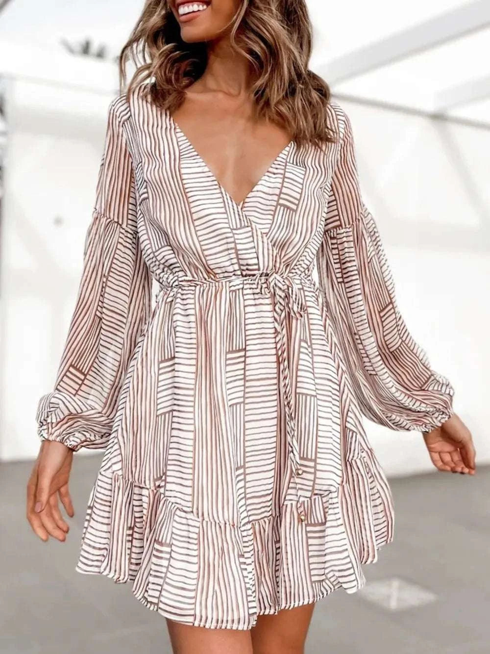 Cutout Back Surplice Long Sleeve Dress WESTCLOSET