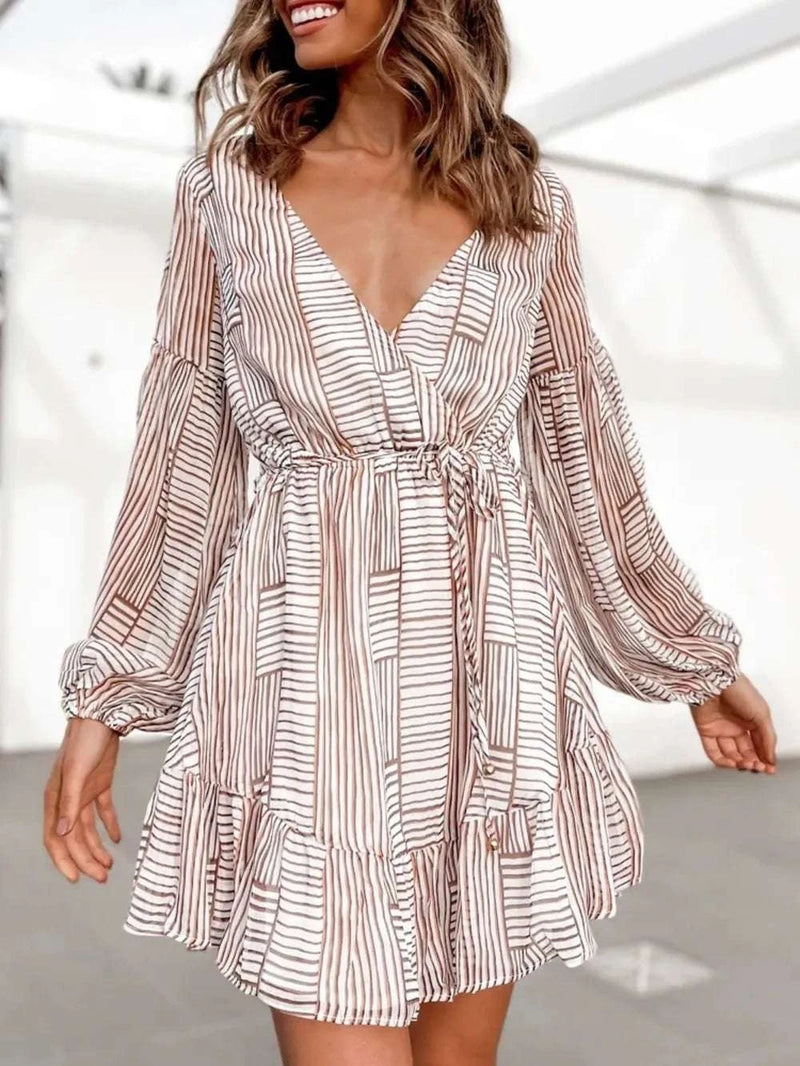 Cutout Back Surplice Long Sleeve Dress WESTCLOSET