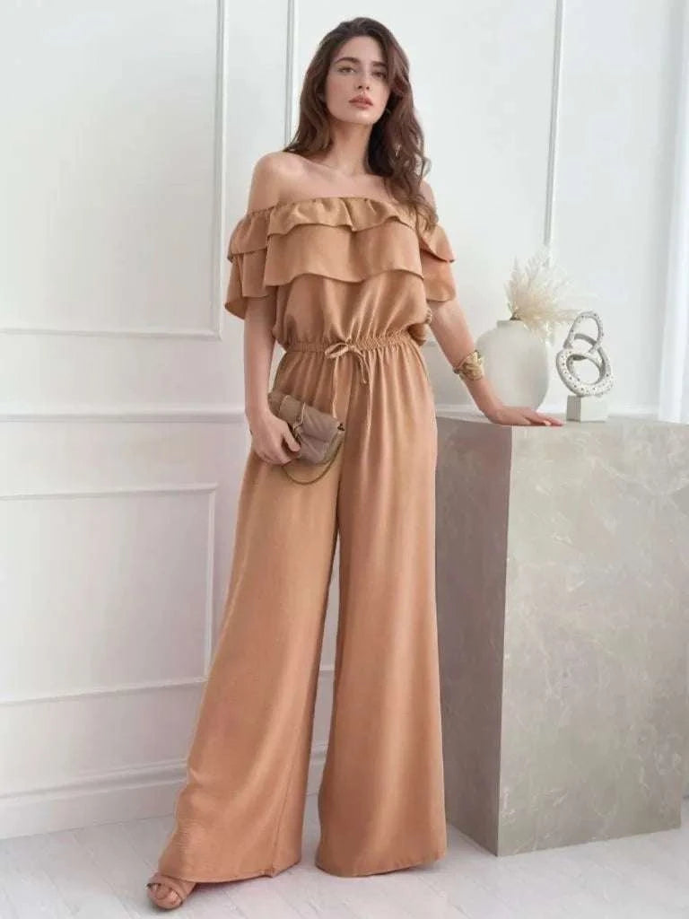 Ruffled Off-Shoulder Wide Leg Jumpsuit WESTCLOSET