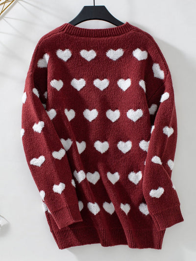 WestCloset Heart V-Neck Button Up Long Sleeve Cardigan 