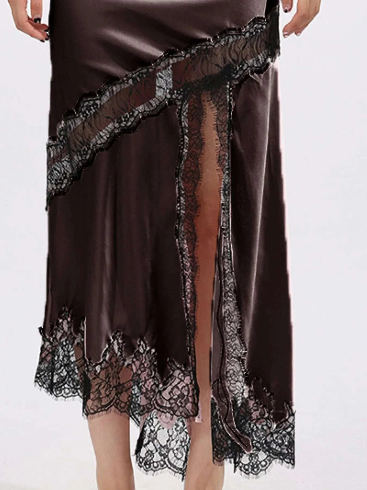 Lace Trim Asymmetrical Midi Skirt WESTCLOSET