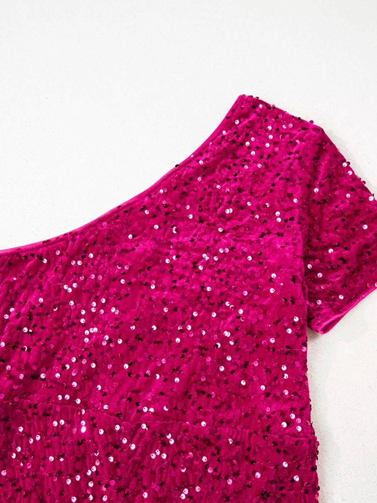 Sequin One-Shoulder Dress with High Slit WESTCLOSET