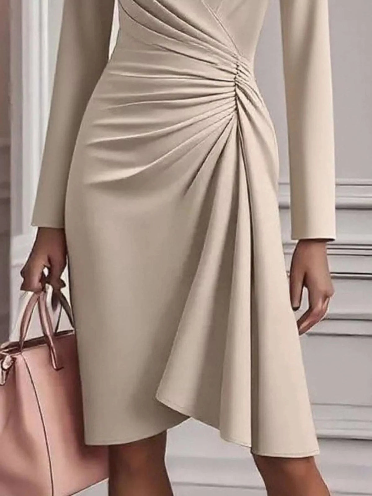 Ruched Surplice Long Sleeve Dress WESTCLOSET