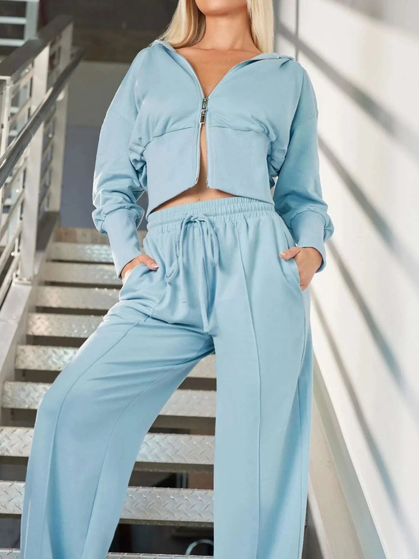 Zip-Up Hoodie and Pants Active Set WESTCLOSET