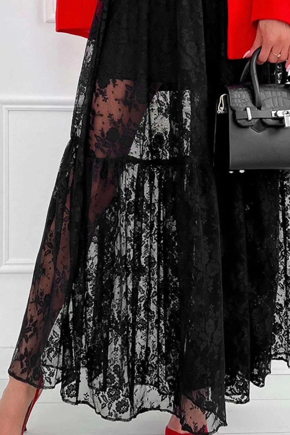 Lace Elastic Waist Maxi Skirt WESTCLOSET