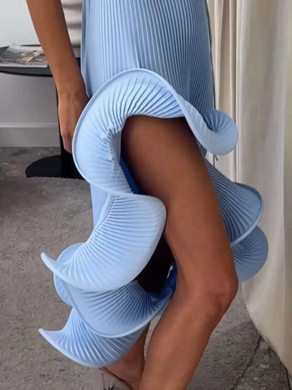 Ruffle Hem Ribbed Sleeveless Dress WESTCLOSET