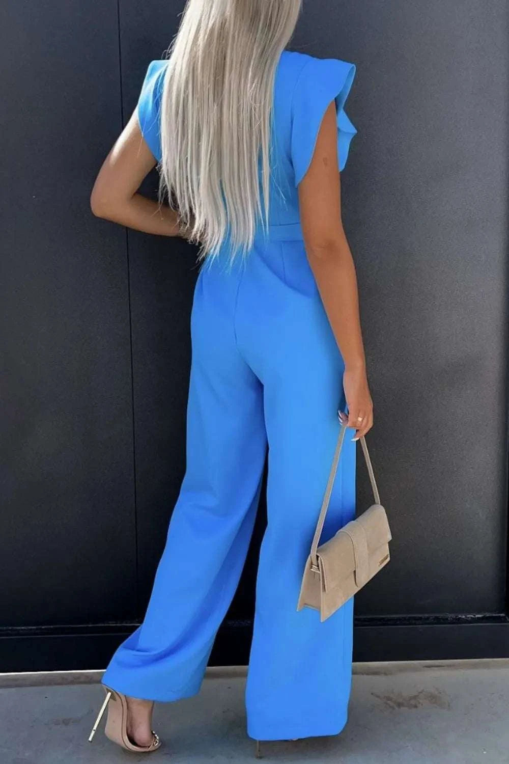 Round Neck Cap Sleeve Jumpsuit WESTCLOSET
