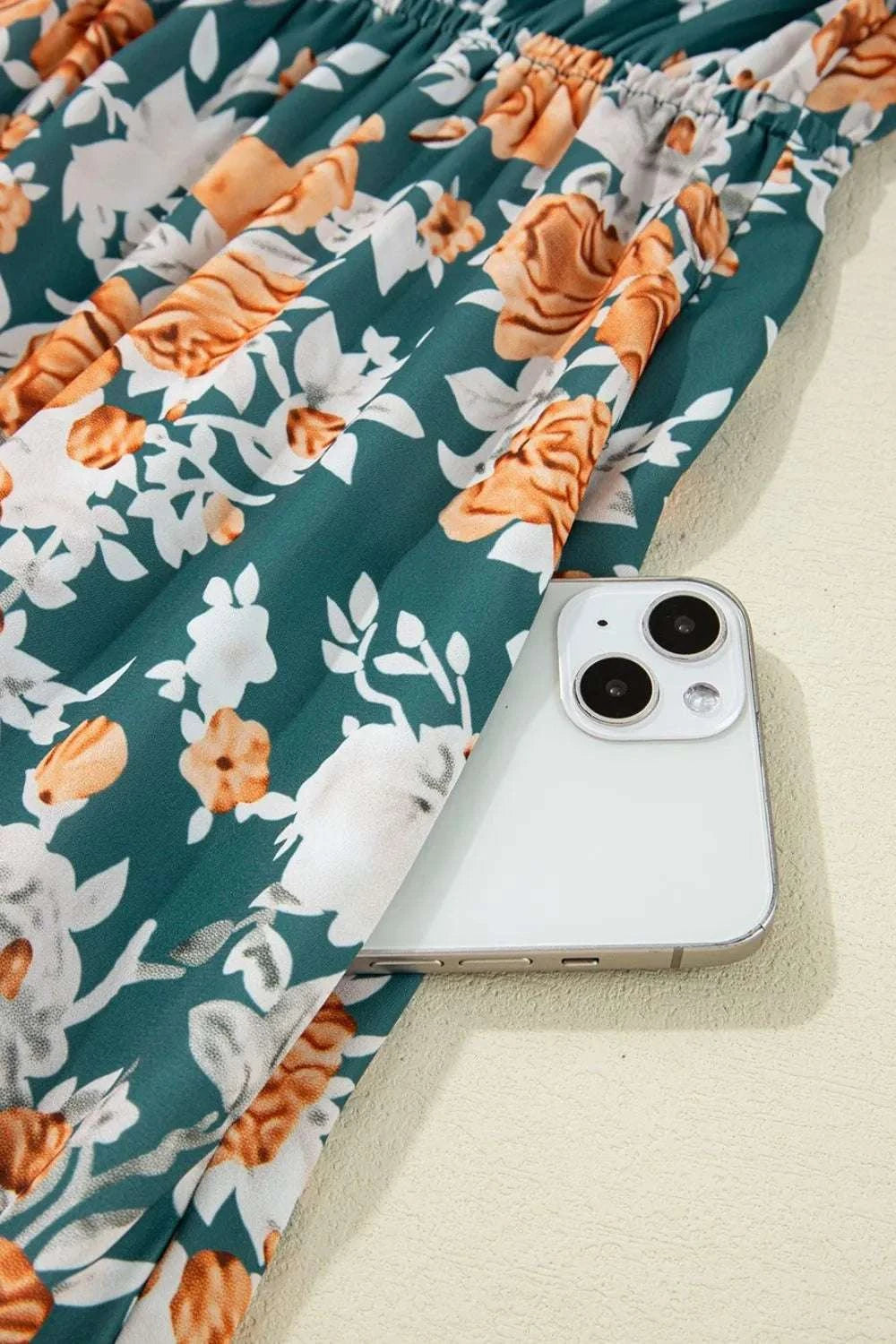 Floral Print Trimmed V Neck Tie Waist Sleeveless Dress WESTCLOSET