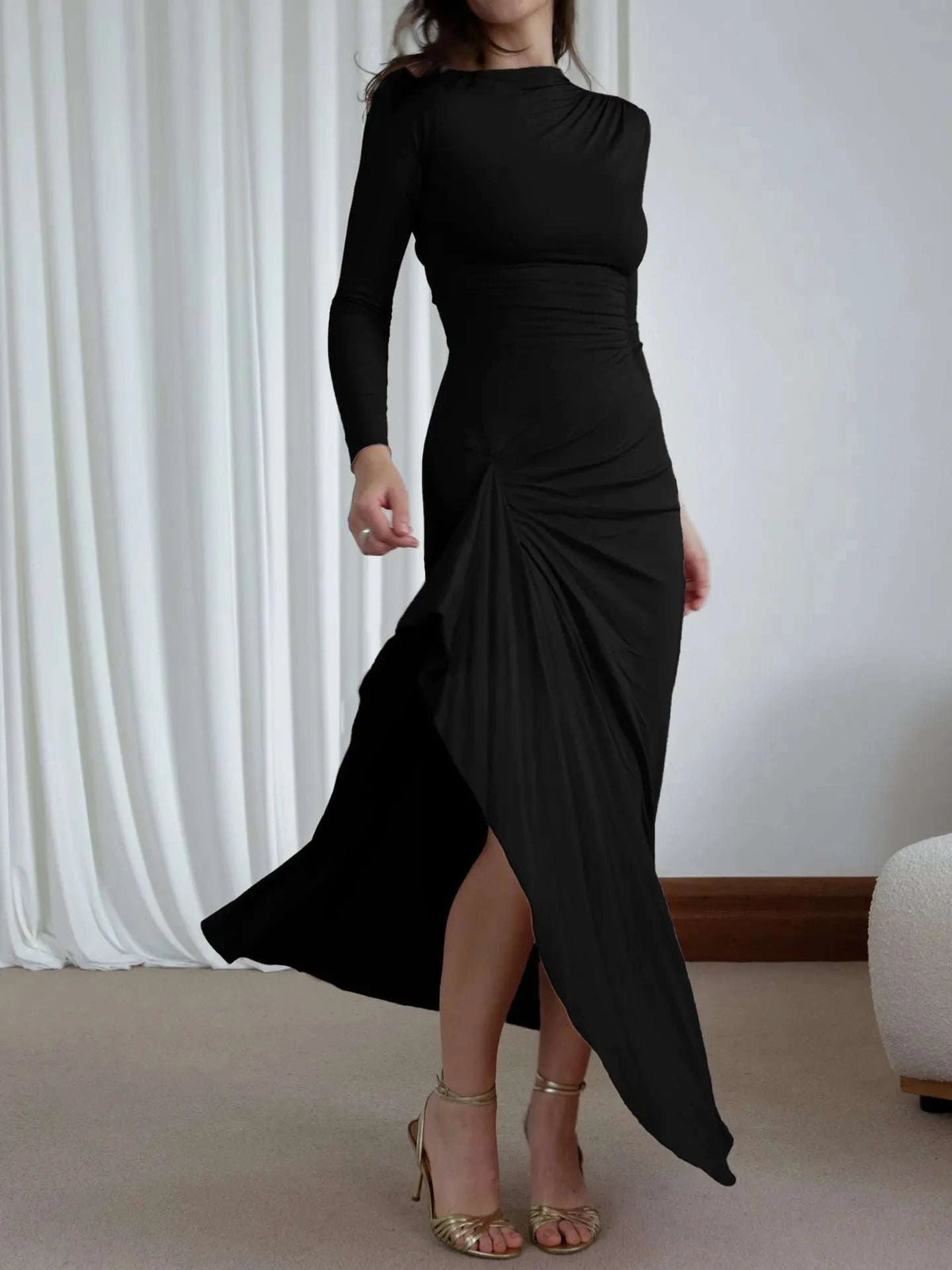 Ruched Long Sleeve Maxi Dress WESTCLOSET
