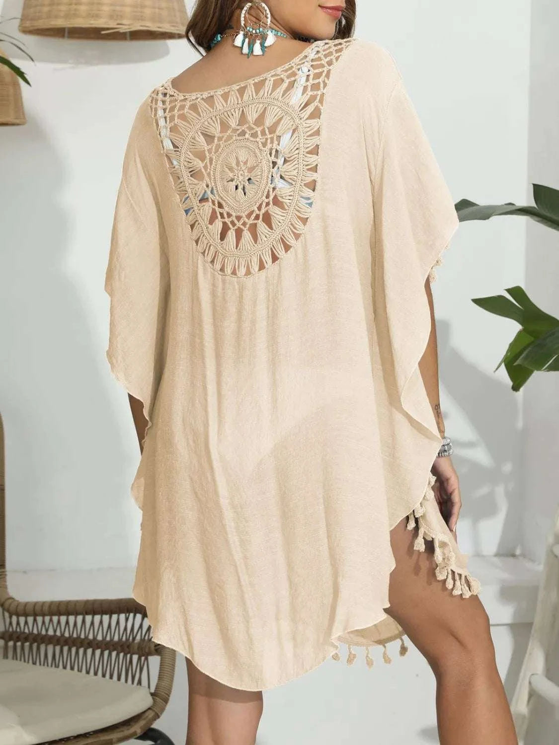 Tassel Crochet Round Neck Cover-Up WESTCLOSET