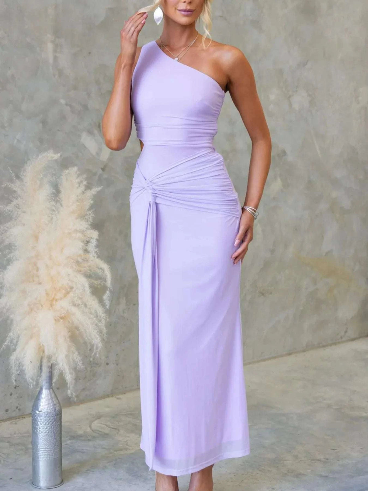 One-Shoulder Cutout Bodycon Maxi Dress WESTCLOSET