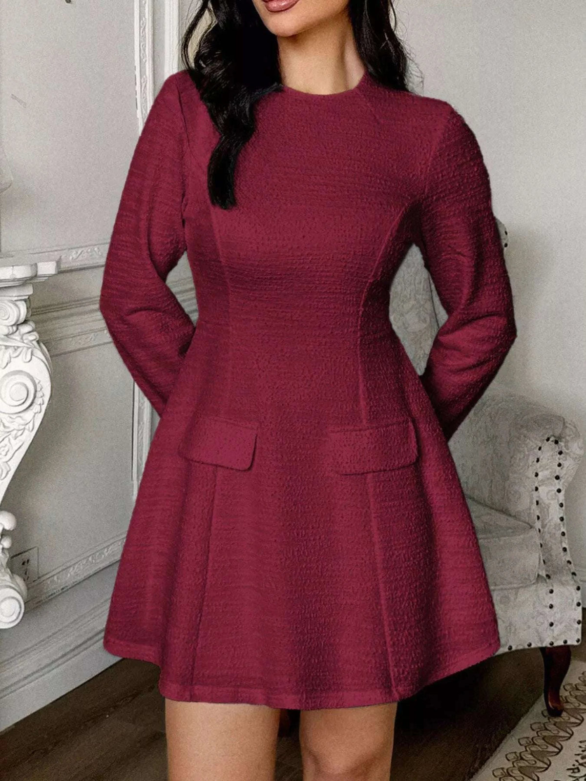 Cutout Back Long Sleeve Mini Dress WESTCLOSET